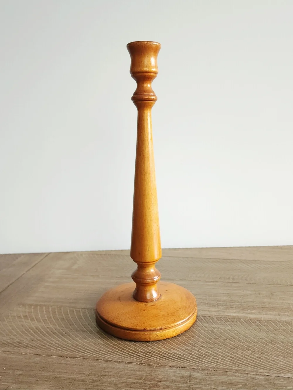 Vintage Turned Wood Candlestick‎ Holder